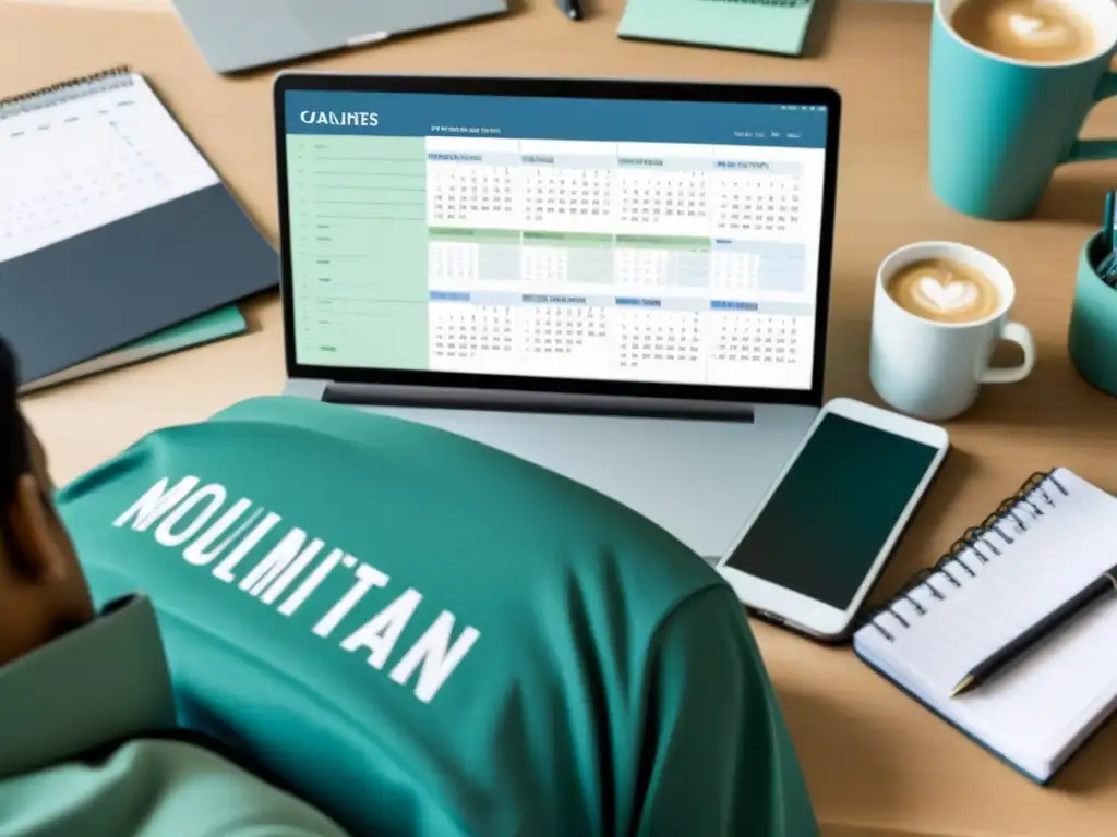 Estudiante enfocado: escritorio ordenado con motivación y productividad Inspirador espacio de estudio para estudiantes con las mejores apps de organización en Uruguay