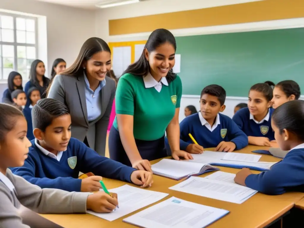 Inspiradora escena de estudiantes uruguayos inmersos en un proyecto educativo colaborativo