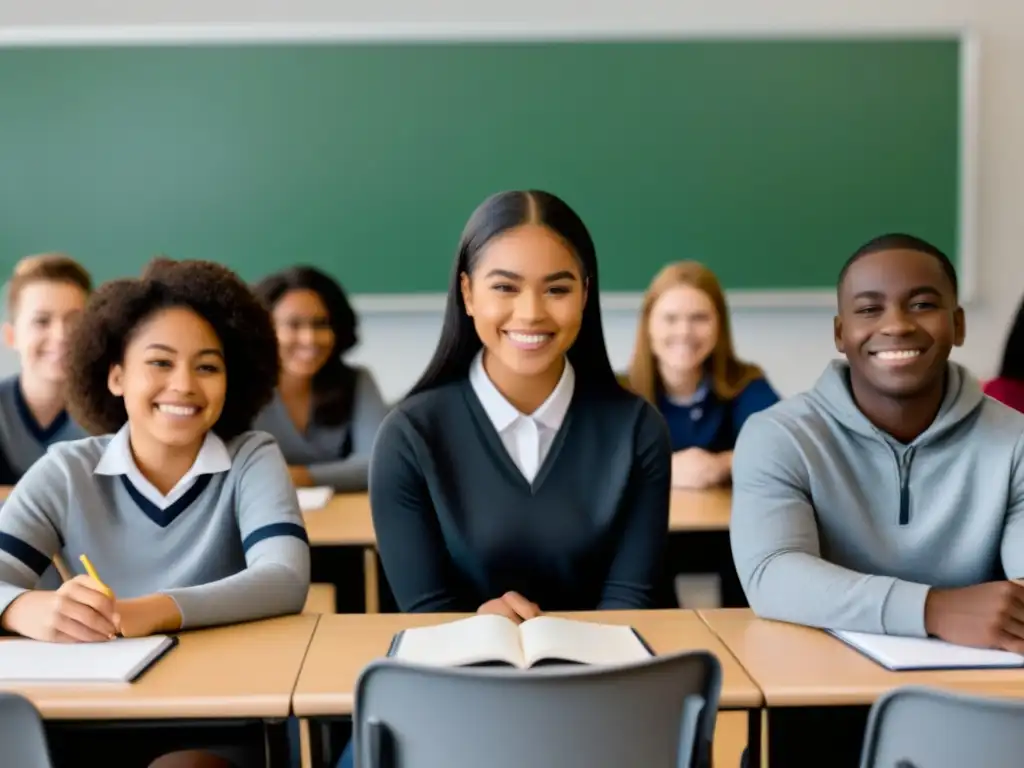 Inspiradora imagen en blanco y negro de estudiantes diversos colaborando en un aula, promoviendo las Políticas de inclusión educativa en Uruguay