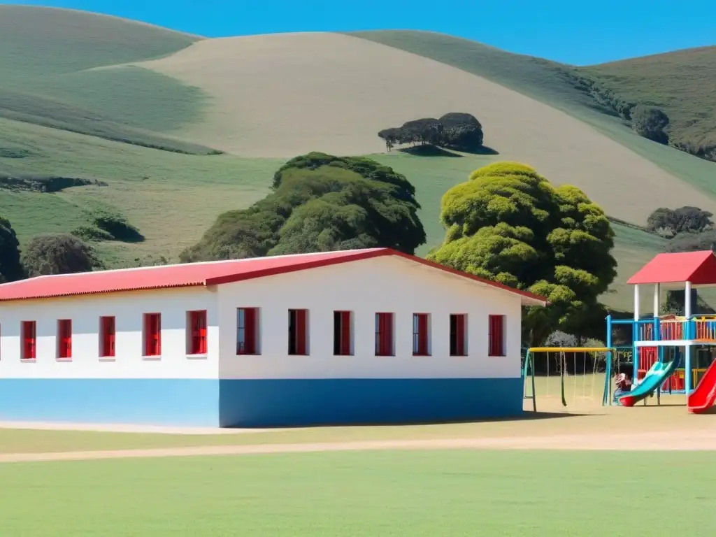 Involucramiento de la comunidad educativa en Uruguay: Escuela rural tranquila y armoniosa bajo el cielo azul