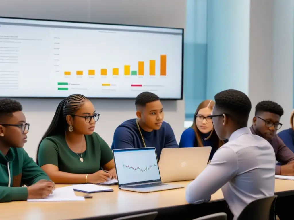 Jóvenes estudiantes uruguayos aprendiendo sobre interés compuesto en un taller de educación financiera