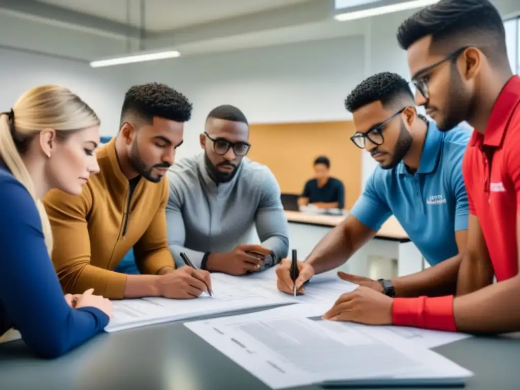 Jóvenes ingenieros uruguayos colaborando en proyecto educativo, simbolizando equipo e innovación