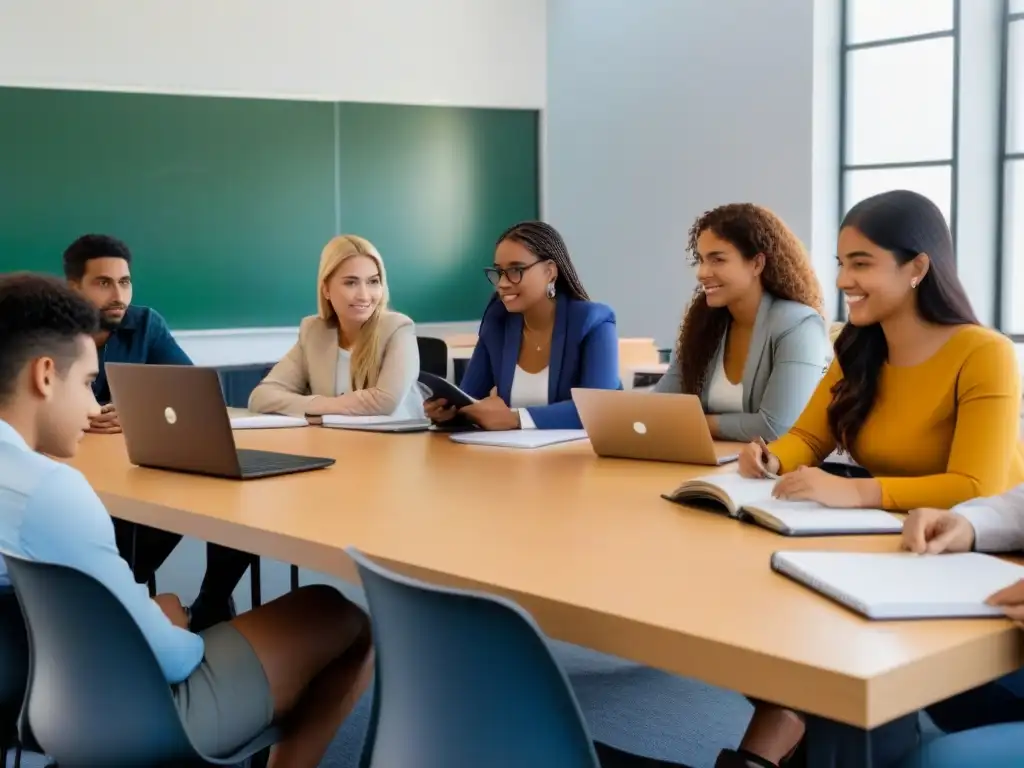 Jóvenes aprendiendo juntos en un taller de educación financiera en Uruguay