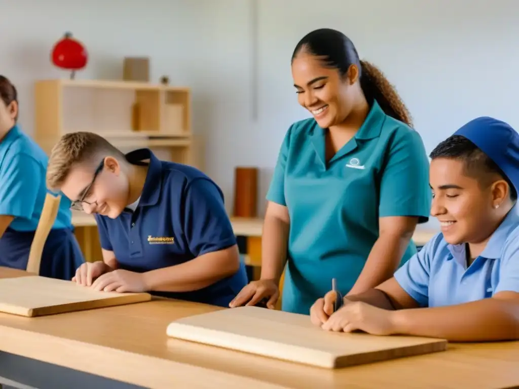 Jóvenes con necesidades especiales en clase inclusiva de preparación en Uruguay