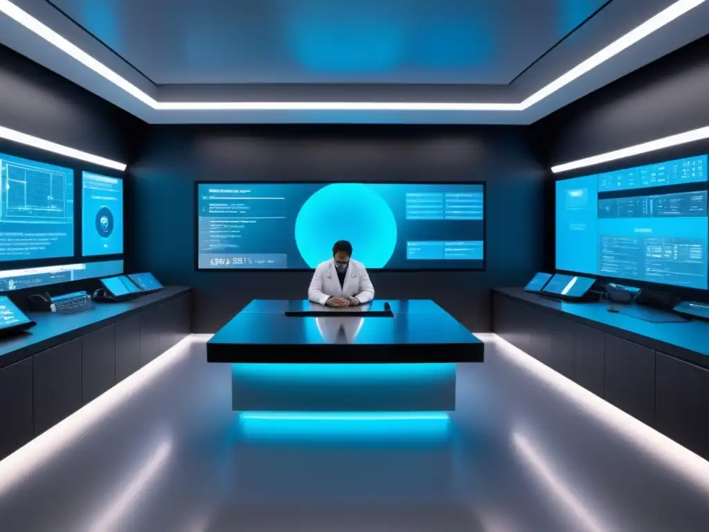 Laboratorio virtual de ciencia en Uruguay: innovación educativa futurista Un laboratorio virtual en Uruguay con tecnología avanzada y diseño moderno, ideal para el aprendizaje interactivo en Uruguay