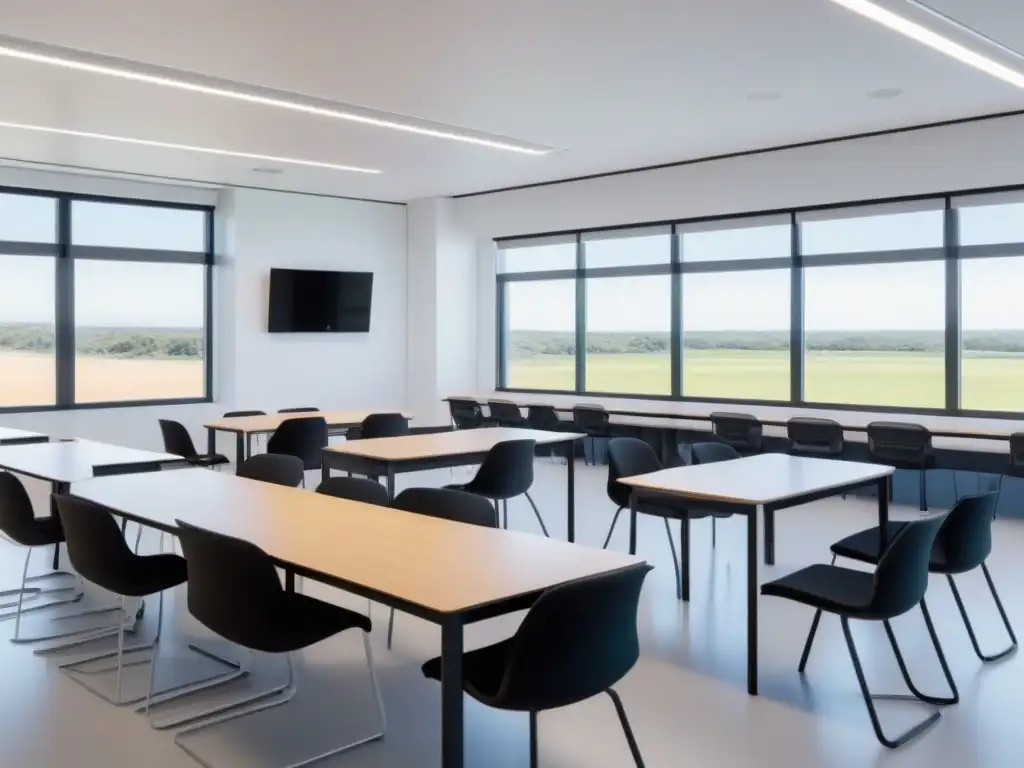 Salón de clases moderno en Uruguay: innovación educativa en acción Luminosa aula de alta tecnología en una startup educativa en Uruguay