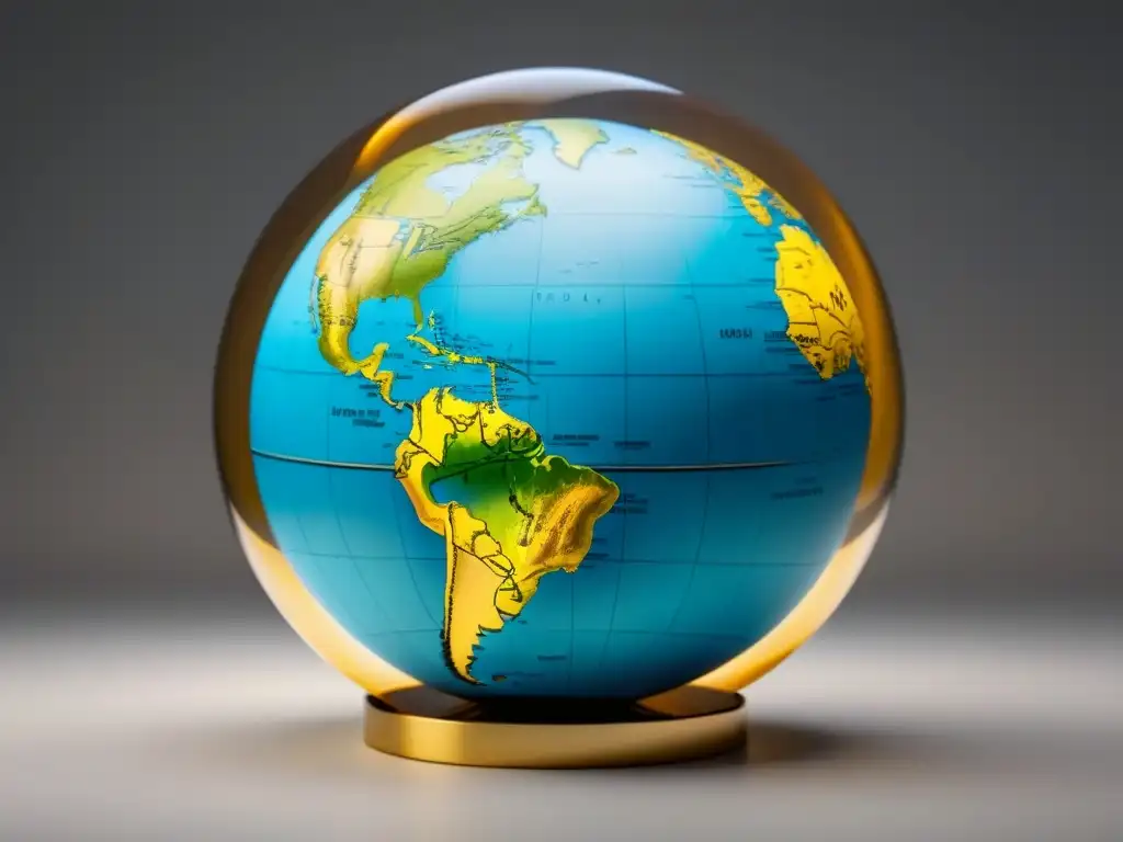 Certificación en Comercio Exterior: Conectando Uruguay al Mundo Mapa minimalista con globo centrado en Uruguay, rutas comerciales en dorado conectando mercados internacionales
