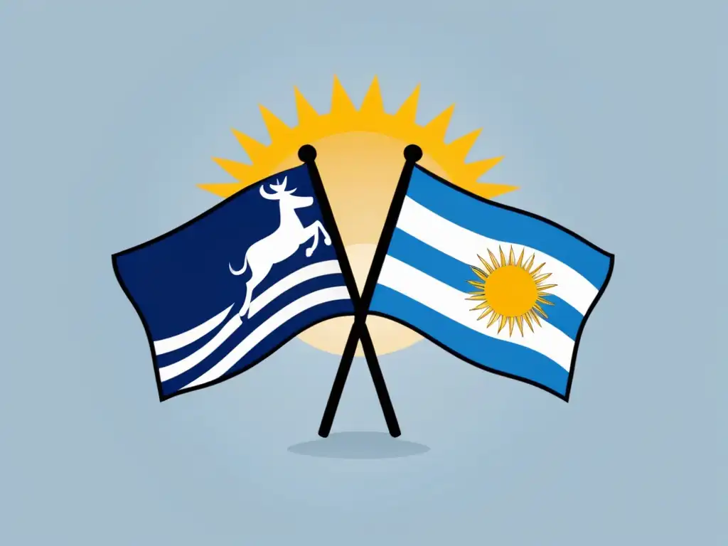 Ilustración minimalista de banderas de Uruguay y Finlandia, símbolos de cooperación educativa