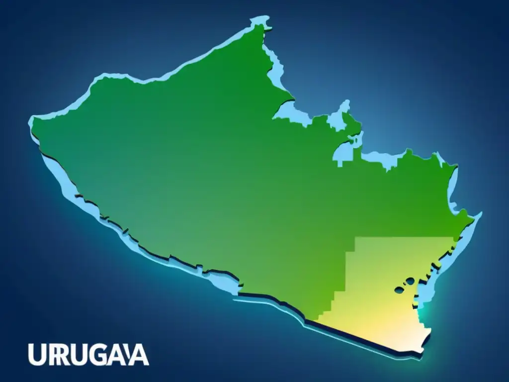 Ilustración minimalista de mapa de Uruguay con edificios universitarios destacados, simbolizando universidades en ciencia y tecnología Uruguay