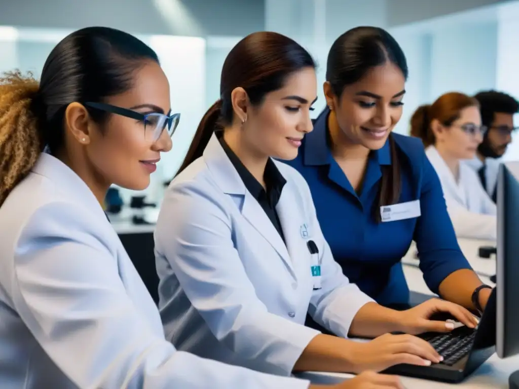 Mujeres uruguayas en STEM colaboran en laboratorio moderno, casos de éxito