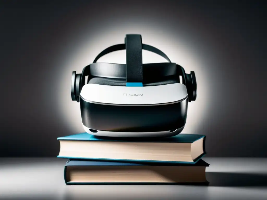 Un mundo de conocimiento: auriculares de realidad virtual sobre libros