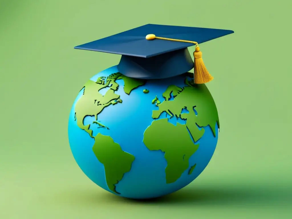 Un mundo de oportunidades: gorro de graduación sobre globo, simbolizando becas gubernamentales educación Uruguay