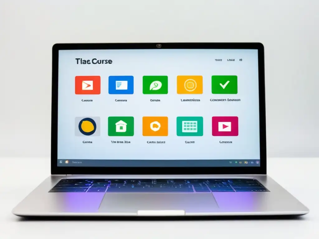 Un mundo de posibilidades en la pantalla de un portátil moderno con íconos de cursos online gratuitos en Uruguay