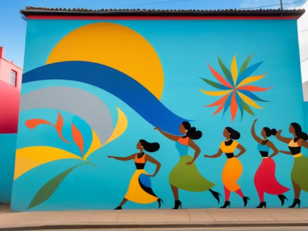 Un mural vibrante y colorido en Uruguay, fusionando elementos culturales con impacto de la educación artística