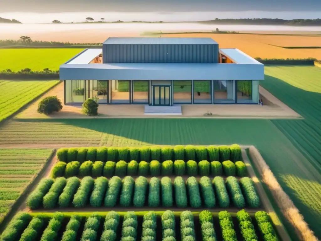 Escuela agrícola moderna en Uruguay, integrando naturaleza y tecnología en la educación agrícola