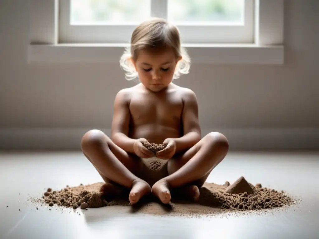 Niño concentrado esculpe arcilla, destacando la importancia de la escultura educativa