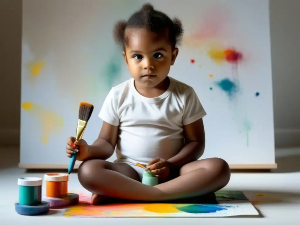 Niño concentrado pintando en lienzo en ambiente inspirador