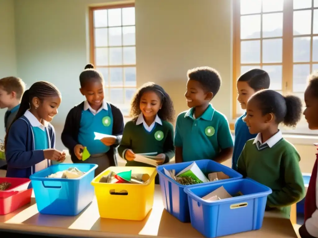 Niños en aula uruguaya aprenden sobre reciclaje con entusiasmo y compromiso