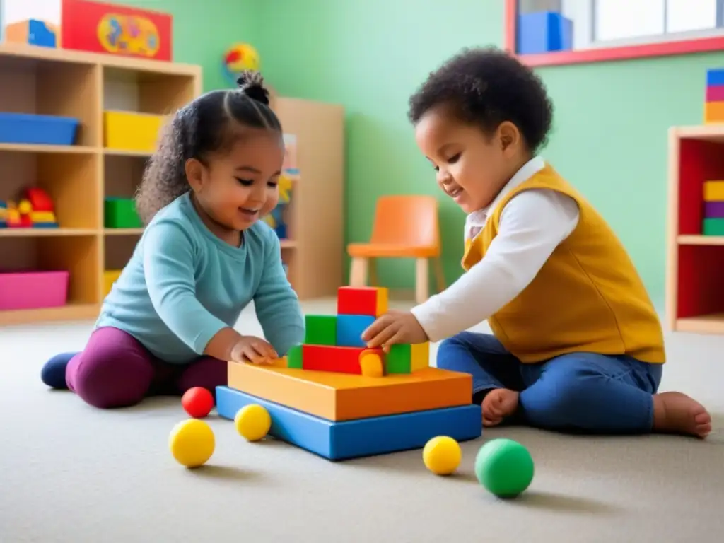 Niños felices de diversas etnias juegan y aprenden juntos en un aula inclusiva de educación temprana en Uruguay