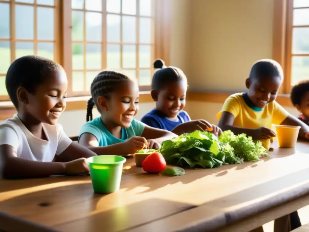 Niños plantan semillas en clase rural de Uruguay, fomentando alimentación saludable