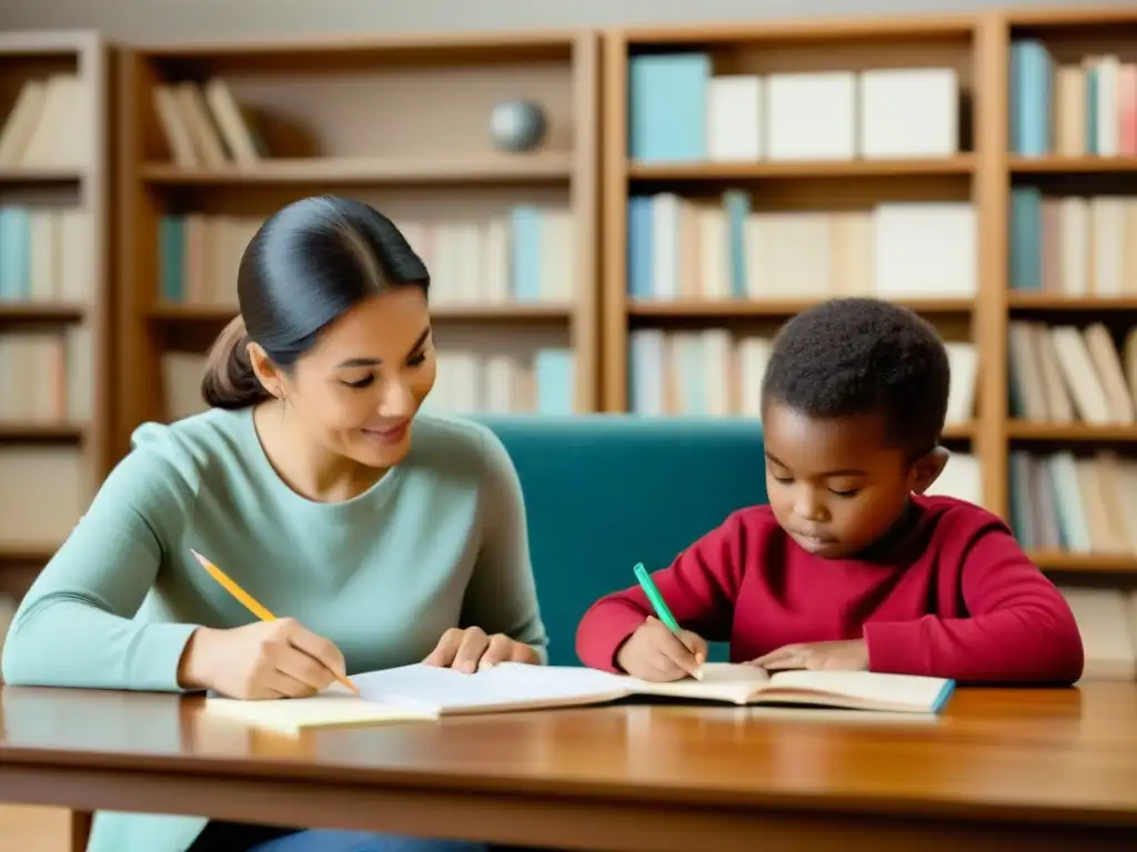Vínculo educativo: padre e hijo juntos en un entorno de aprendizaje Padre educando a hijo con apoyo en Uruguay