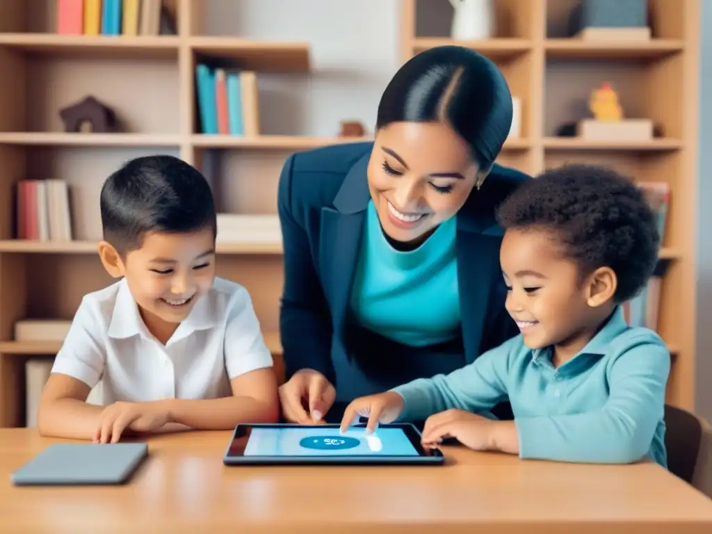 Padre e hijo disfrutan de la gamificación del aprendizaje en casa con tablet educativa