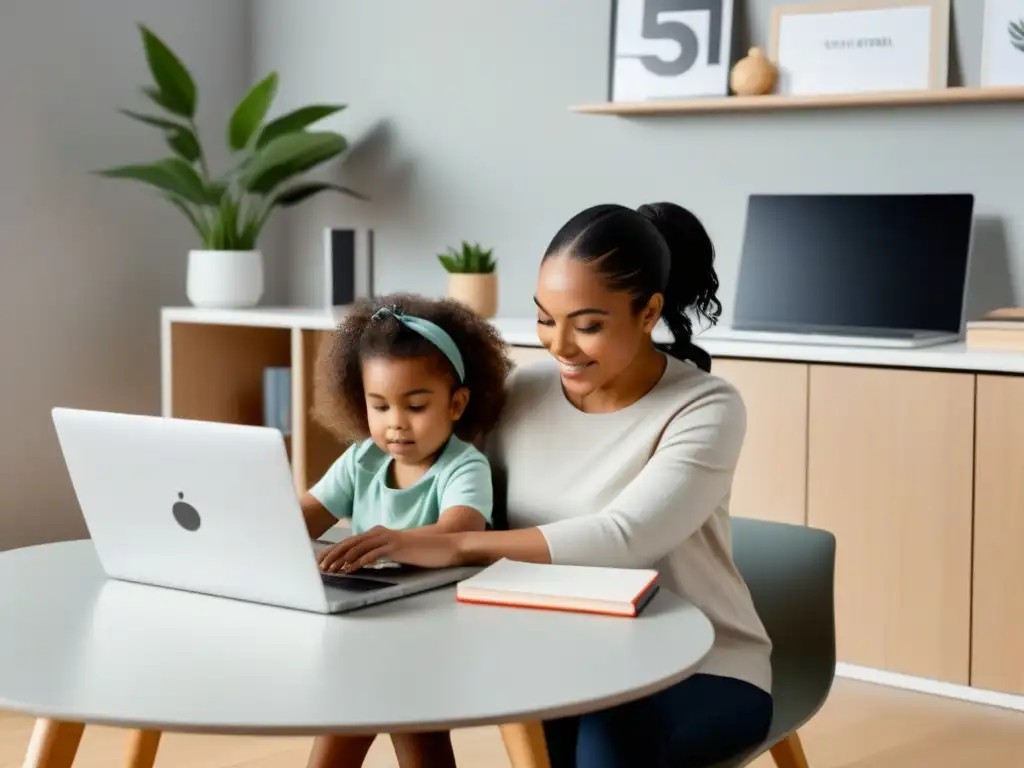 Padre e hijo aprendiendo juntos en una sesión de elearning, creando un ambiente de apoyo familiar