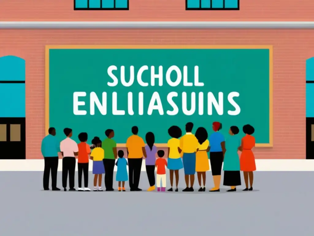 Padres y niños de distintas edades y etnias unidos en la lucha contra el bullying en la escuela