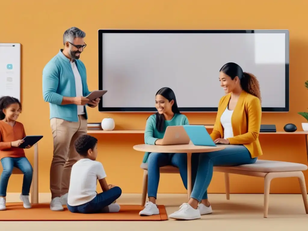 Padres uruguayos y sus hijos aprendiendo juntos con tecnología IoT en una sesión educativa online