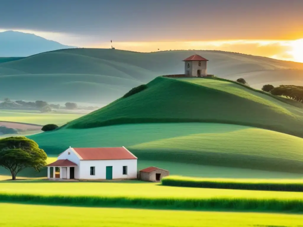 Paz y armonía en una escuela rural de Uruguay, bañada por la cálida luz del atardecer