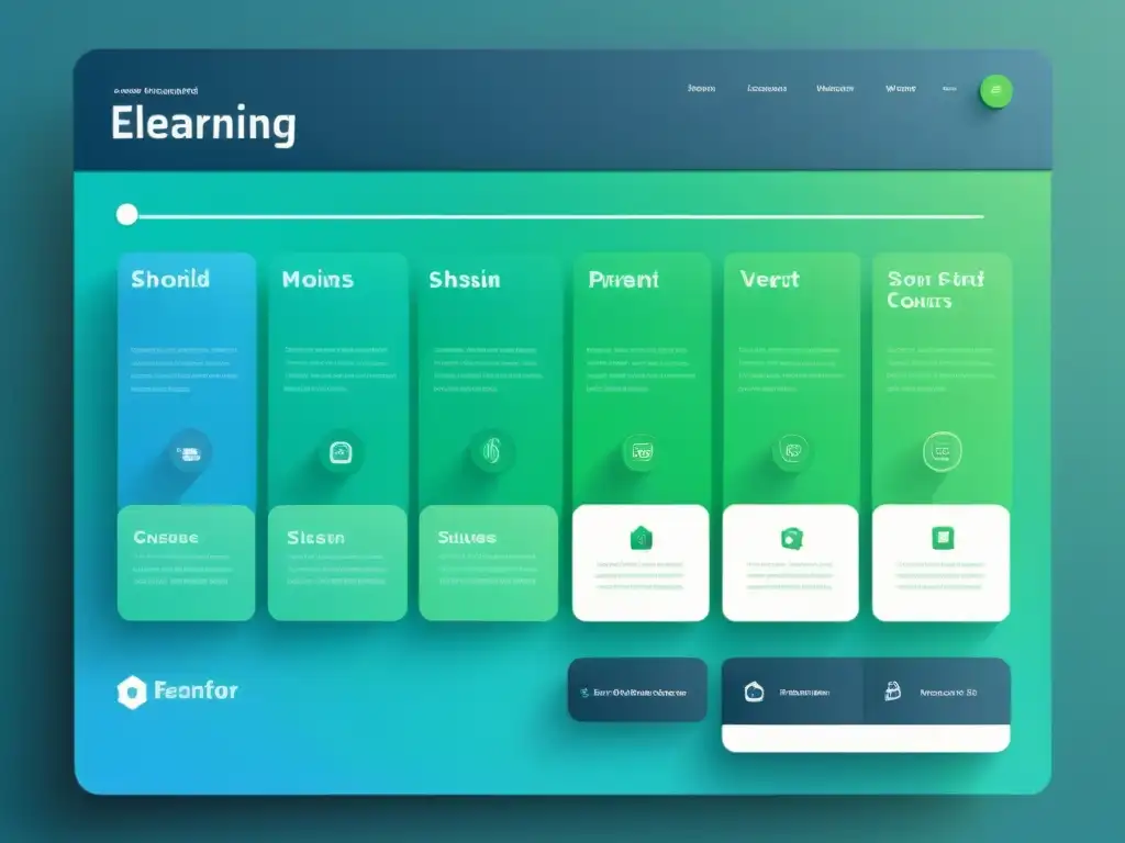 Una plataforma eLearning futurista para capacitación docente en Uruguay, con diseño minimalista y elementos interactivos