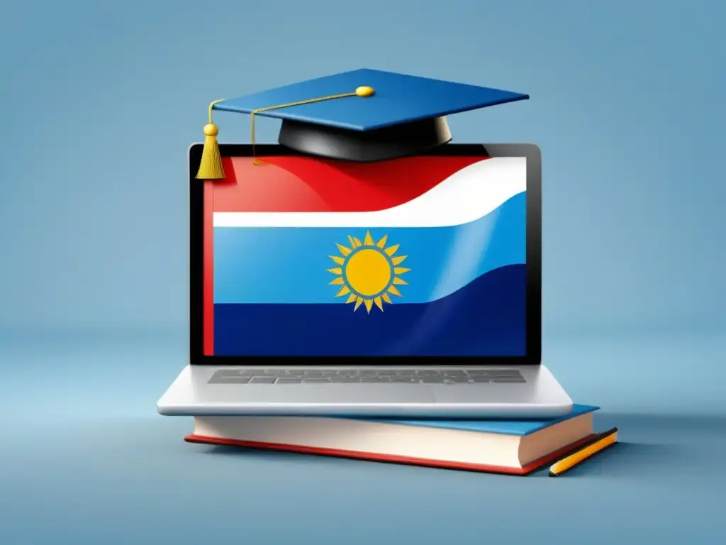 Plataforma elearning moderna con elementos educativos y bandera de Uruguay