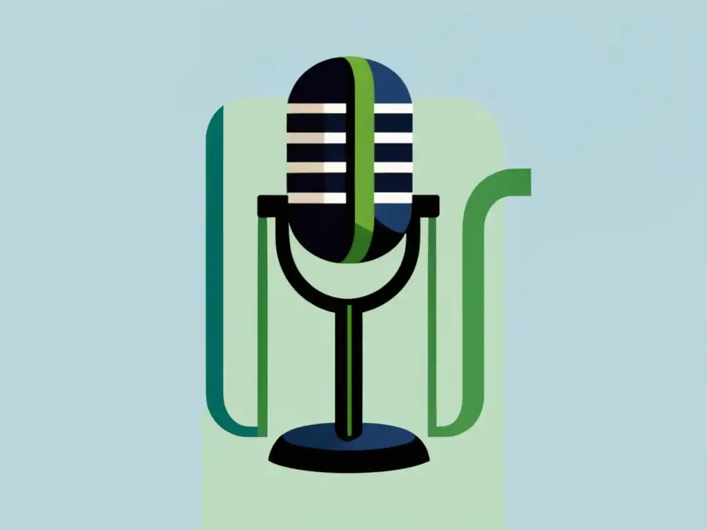 Microfono de Podcast en Escuela Uruguaya Fusión de podcast y escuela uruguaya: micrófono moderno enredado con edificio clásico