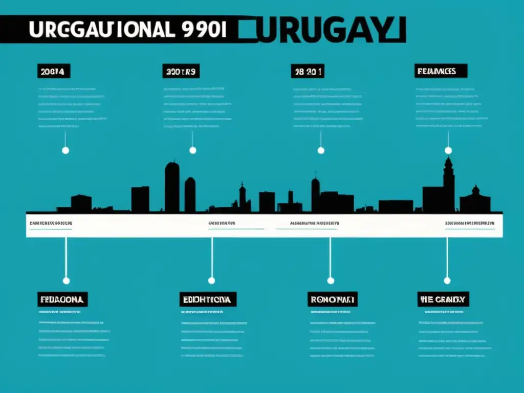 Evolución de políticas educativas en Uruguay desde 1900, con diseño minimalista y detallado