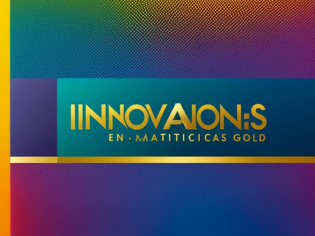 Portada de libro de matemáticas innovador con patrones geométricos vibrantes y título en dorado 'Innovaciones Matemáticas en Uruguay'