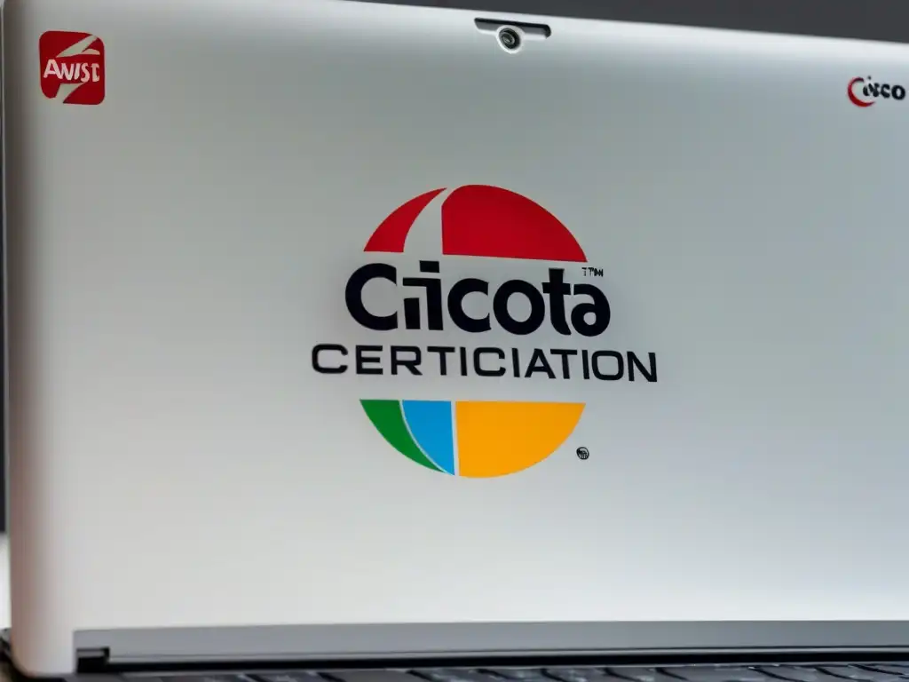 Portátil moderno con certificaciones tecnologías de la información Uruguay en logos de CompTIA, Cisco, Microsoft y AWS