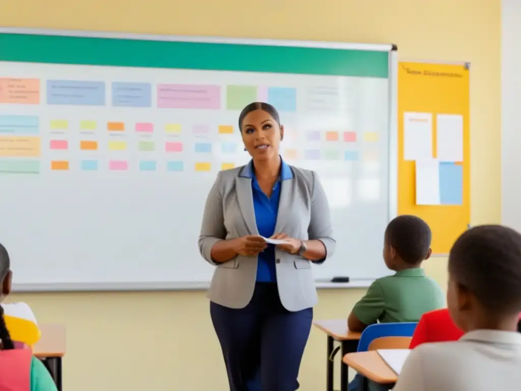 Profesor enseñando español como segunda lengua a estudiantes diversos en Uruguay