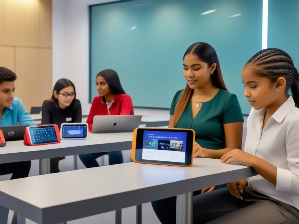 Revolucionario aprendizaje móvil en Uruguay: estudiantes diversos colaboran en un proyecto STEM en un aula futurista