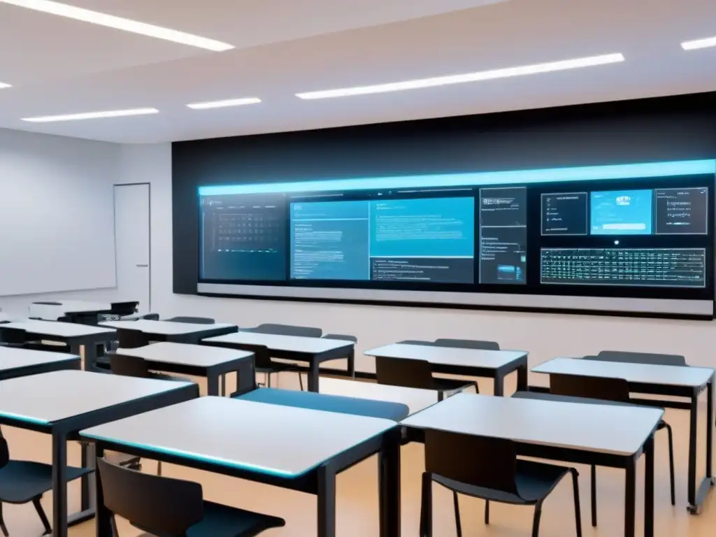 Sala de clase futurista en Uruguay con tecnología avanzada para educación digital