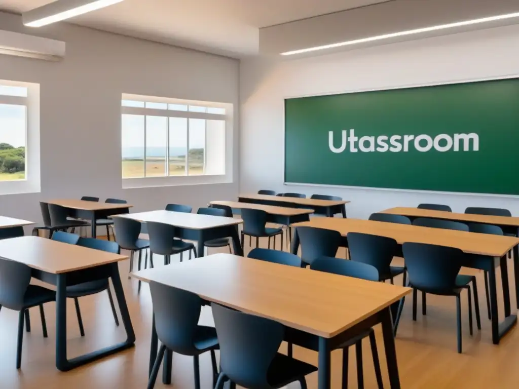 Sala de clase moderna en Uruguay con realidad aumentada educativa integrada