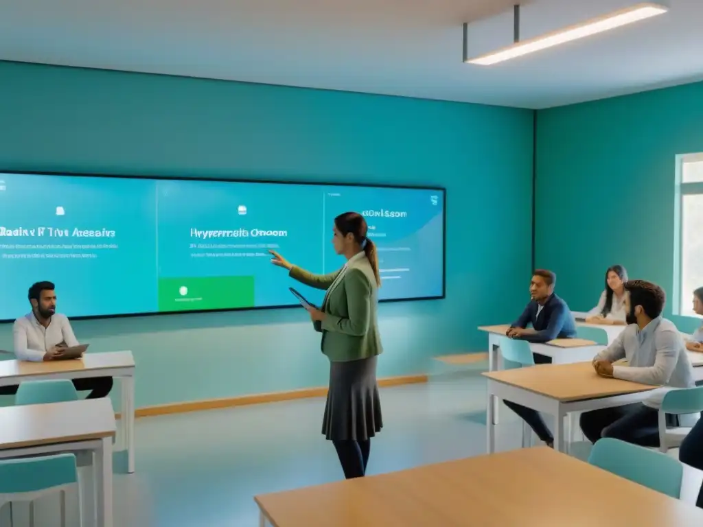 Sala de clases futurista en Uruguay con educación interactiva y plataformas IoT