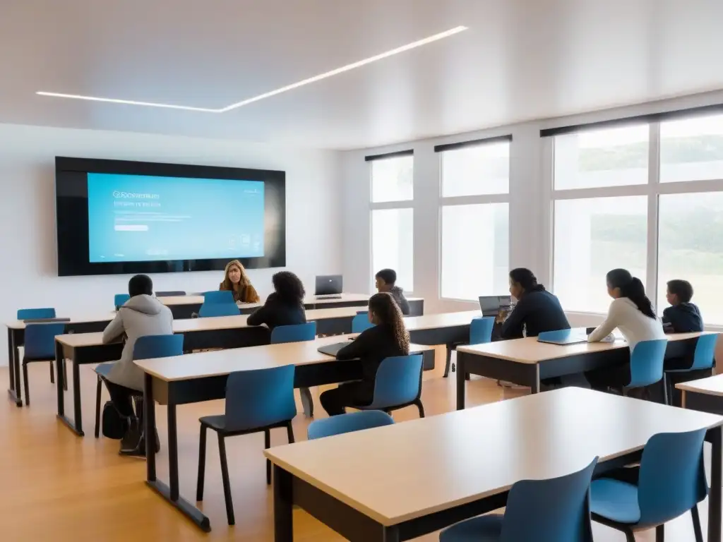 Sala de clases futurista en Uruguay con publicidad dirigida en educación online