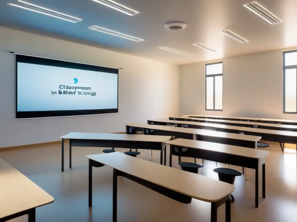 Sala de clases moderna en Uruguay con tecnología e-learning avanzada