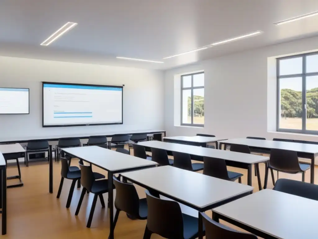 Sala de clases moderna en Uruguay con tecnología de vanguardia e integración tecnologías educación Uruguay