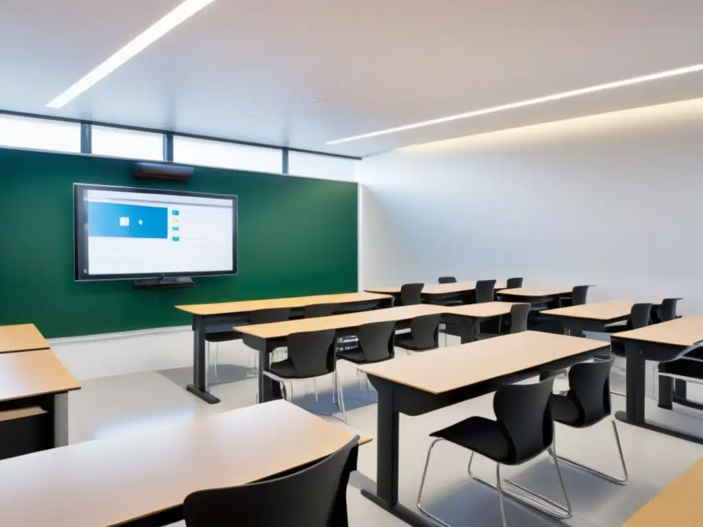 Sala de clases moderna en Uruguay con tecnología de videoconferencia