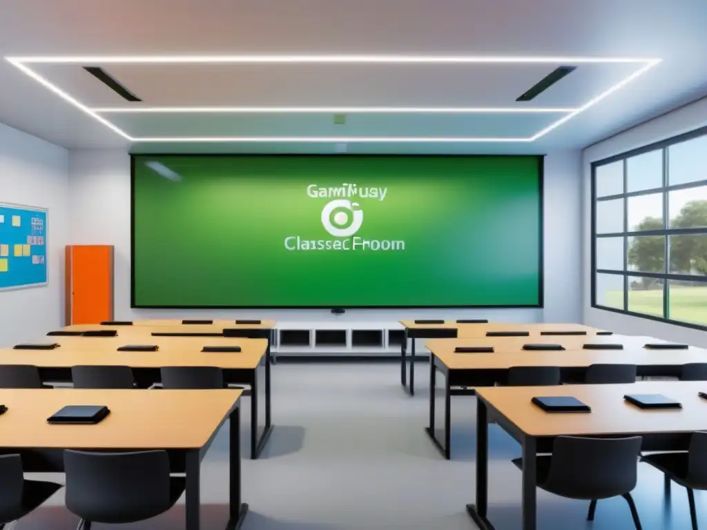 Salón de clases moderno en Uruguay con gamificación educativa