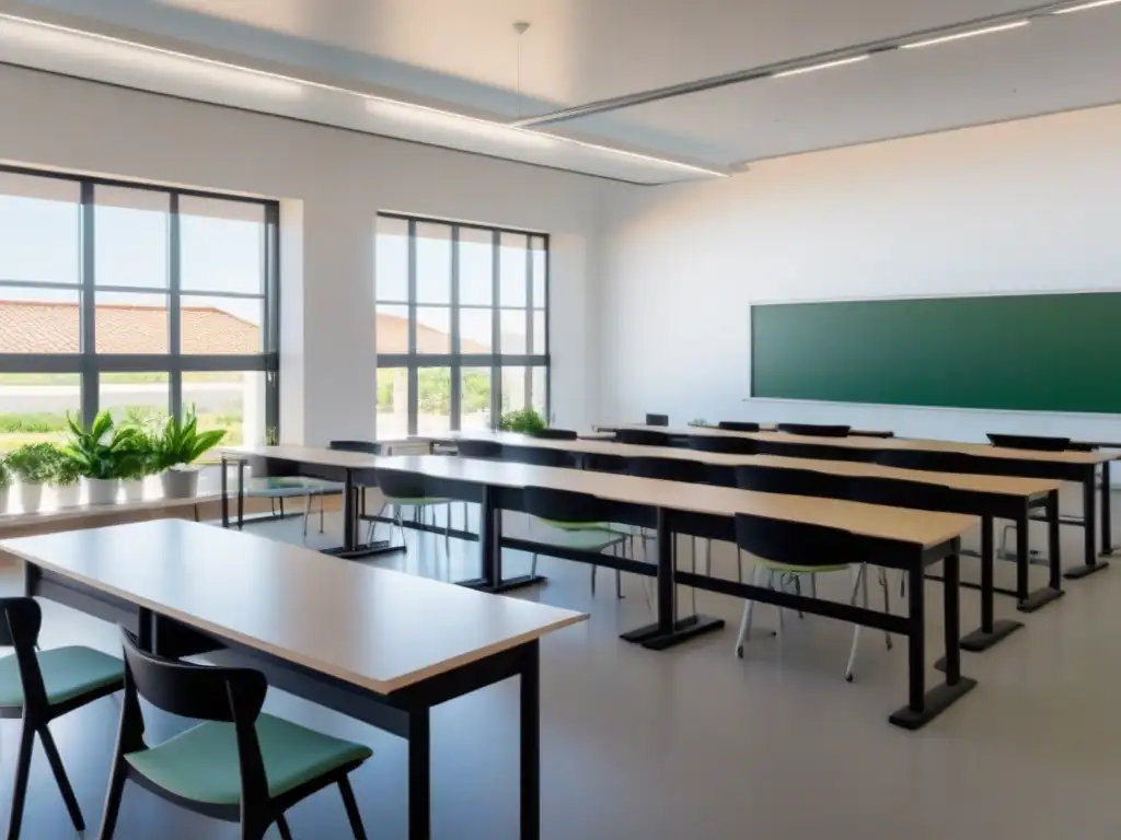 Salón de clases moderno en Uruguay con reforma educativa para crecimiento económico