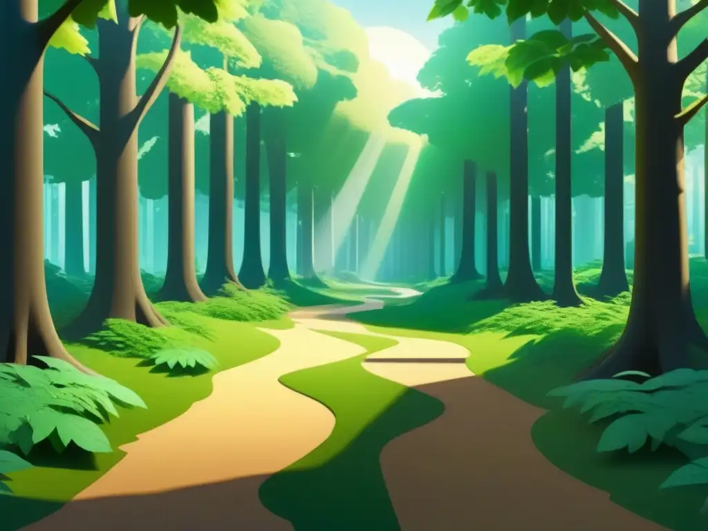 Senderos educativos en un bosque: simulaciones y roleplaying, escenarios interactivos, atmósfera serena