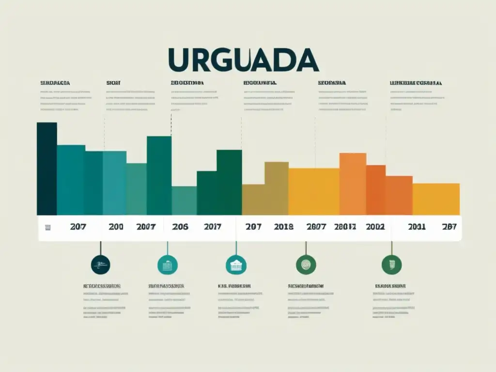 Ilustración serena y minimalista de políticas educativas uruguayas siglo XX, fusionando tradición y modernidad en tonos verdes