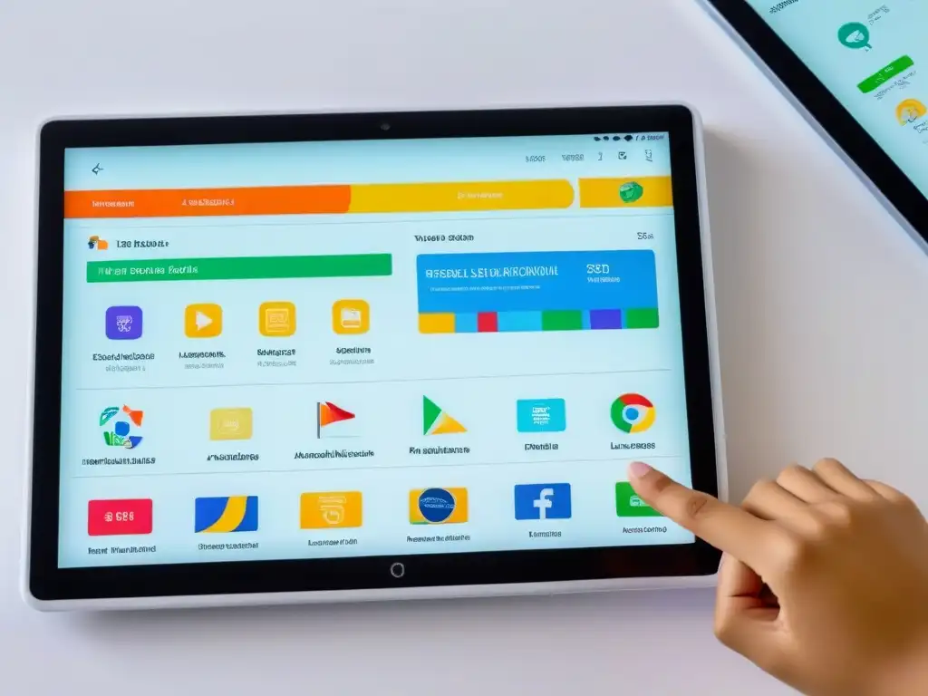 Un tablet futurista muestra una plataforma educativa bilingüe interactiva en Uruguay